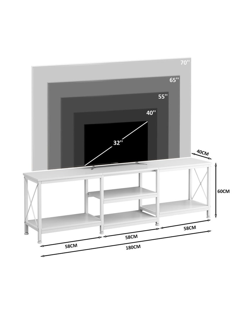 Zanotta 180*40*60cm TV Table TV Stand Table For TV Up To 75 Inch Storage Shelves Entertainment Center and TV Console Table for Home Living Room White - Image 3